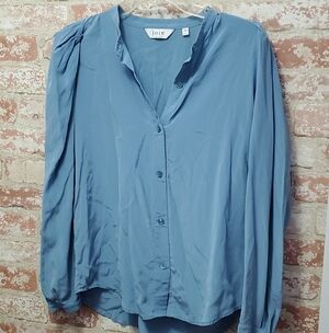 Joie Women's Blue Teal Button-Down Shirt Silk